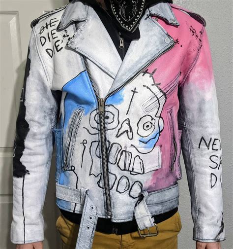 lil peep leather jacket replica|lil peep jean jacket.